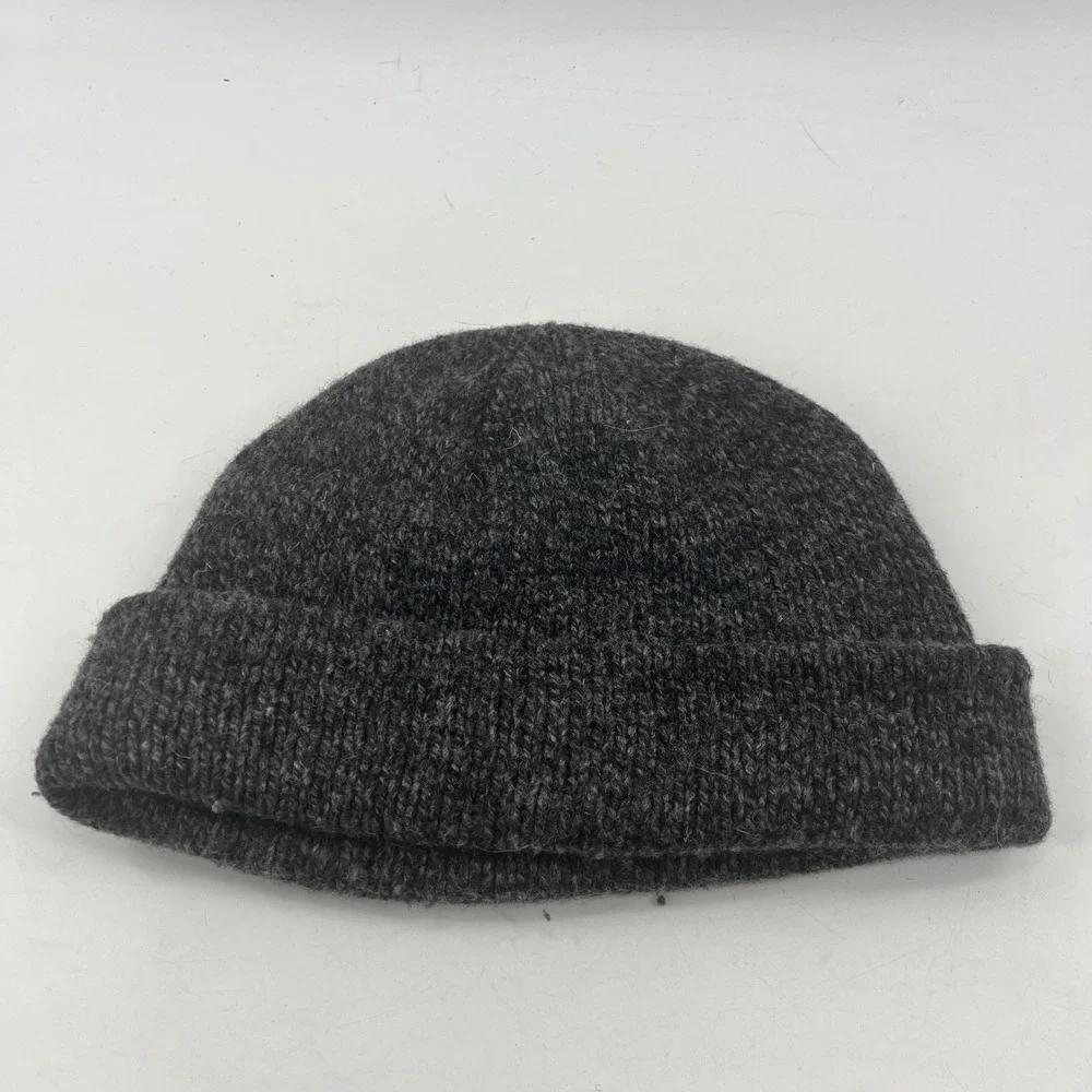 L.L. Bean Beanie Mens OSFA Gray Watch Cap Lambswool Fleece Lined 252063 Knit Hat